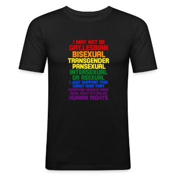 Droits de l’homme - T-shirt près du corps Homme - noir - Devant - Nik (191cm)