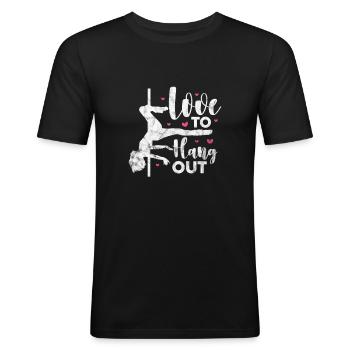 Pole Dance - T-shirt près du corps Homme - noir - Devant - Nik (191cm)