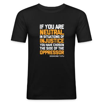Menschenrechte - Männer Slim Fit T-Shirt - Schwarz - Vorne - Nik (191cm)