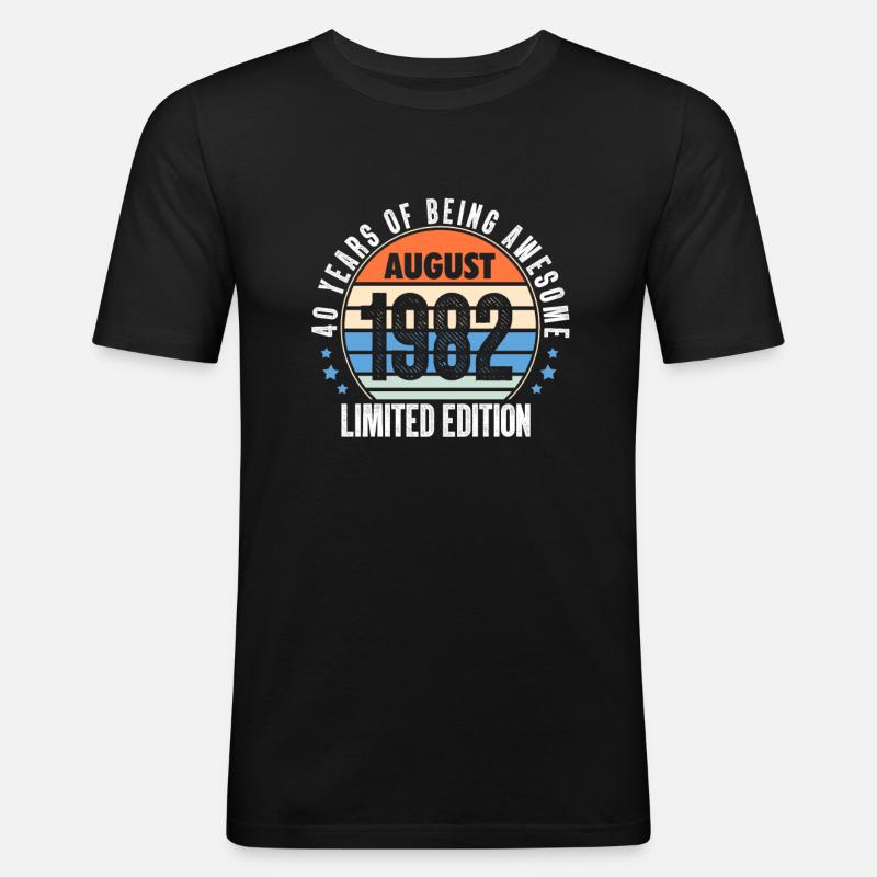 August 1982 - Männer Slim Fit T-Shirt - Schwarz