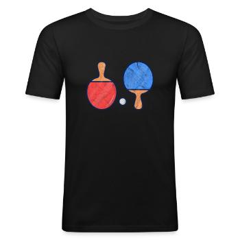 Ping-Pong Table Tennis - T-shirt près du corps Homme - noir - Devant - Nik (191cm)