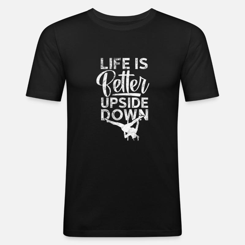 Pole Dance - Männer Slim Fit T-Shirt - Schwarz