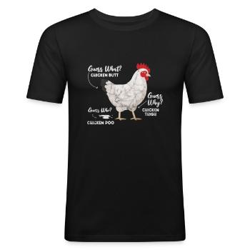 Huhn - Männer Slim Fit T-Shirt - Schwarz - Vorne - Nik (191cm)