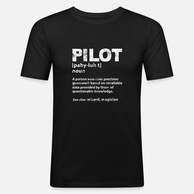 Pilot - Männer Slim Fit T-Shirt - Schwarz