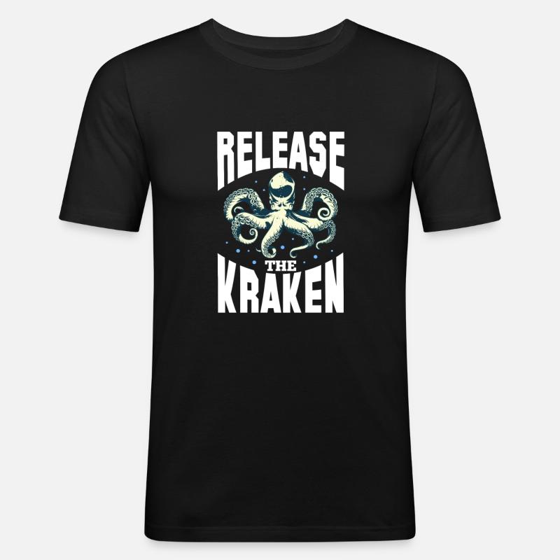 Krake - Männer Slim Fit T-Shirt - Schwarz