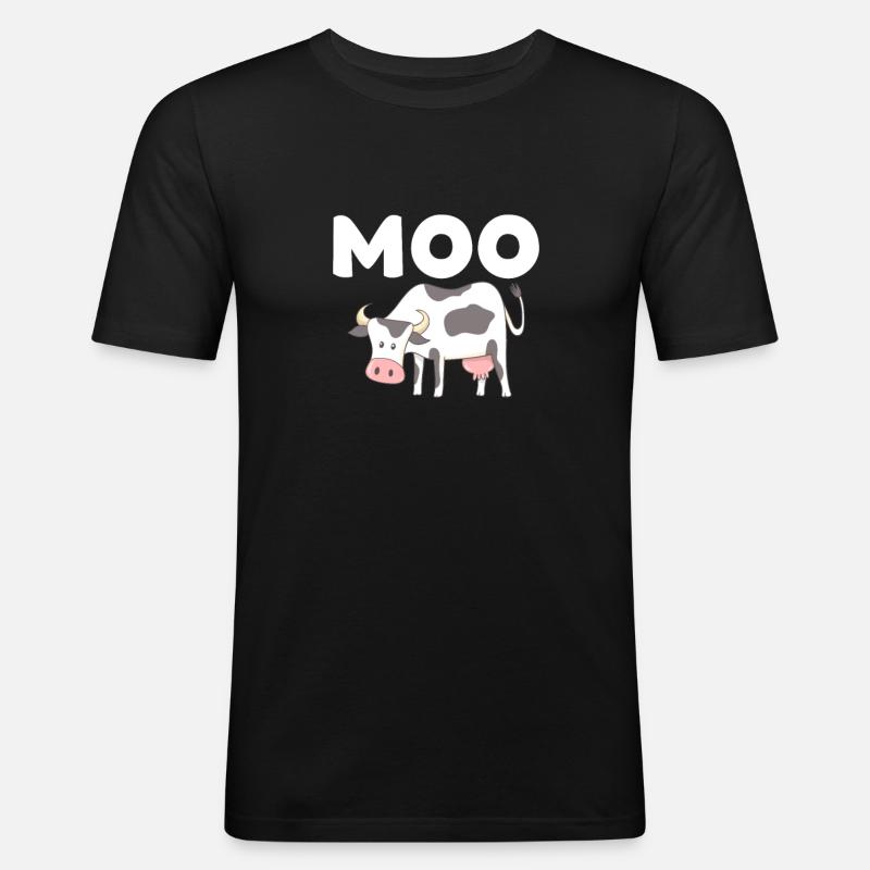 Kuh - Männer Slim Fit T-Shirt - Schwarz