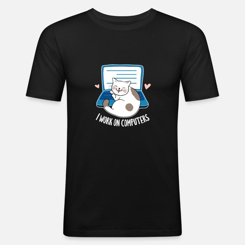 Computer - Männer Slim Fit T-Shirt - Schwarz