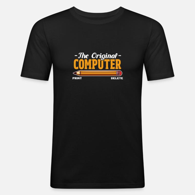 Computer - Männer Slim Fit T-Shirt - Schwarz