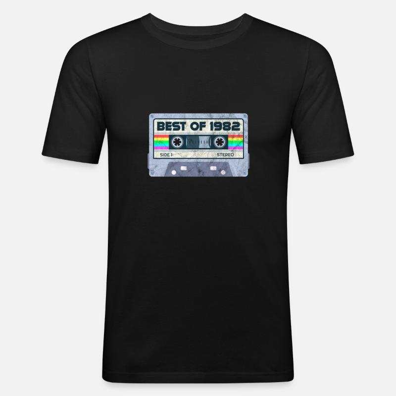1982 - Männer Slim Fit T-Shirt - Schwarz