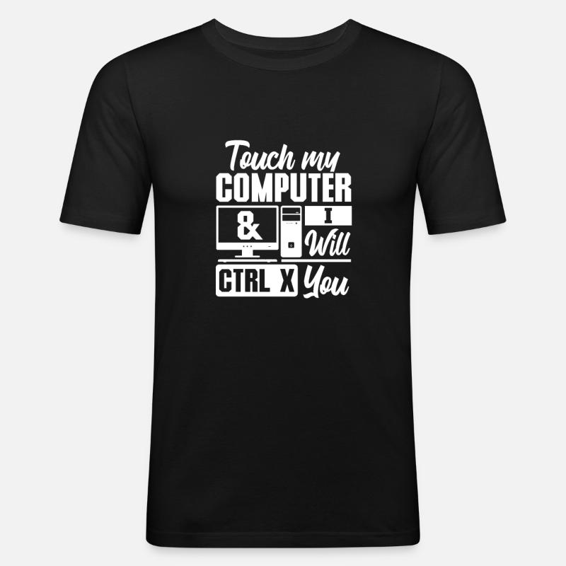 Computer - Männer Slim Fit T-Shirt - Schwarz