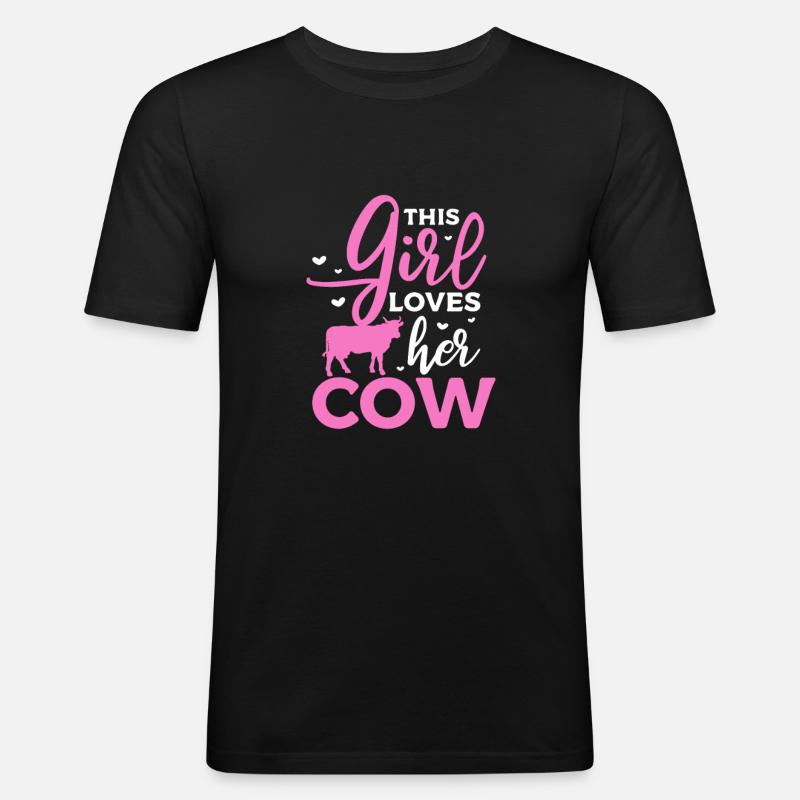 Kuh - Männer Slim Fit T-Shirt - Schwarz