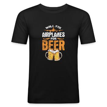 Pilote - T-shirt près du corps Homme - noir - Devant - Nik (191cm)