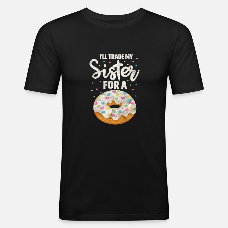 Donut Schwester - Männer Slim Fit T-Shirt - Schwarz