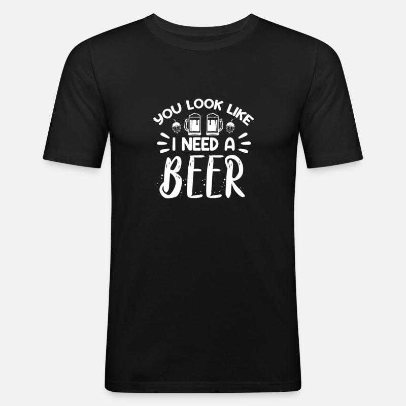 Bier - Männer Slim Fit T-Shirt - Schwarz