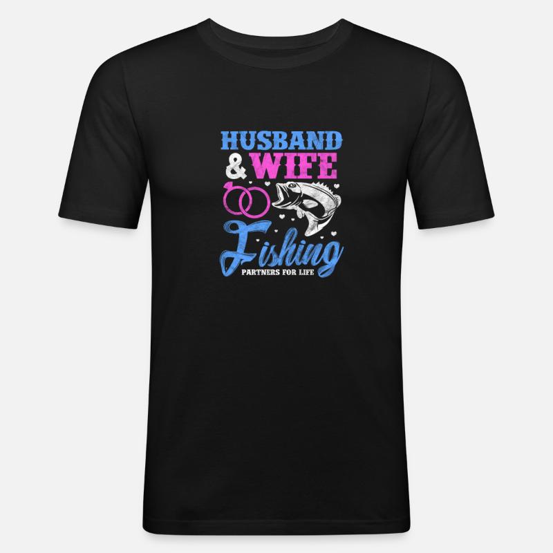 Angler Ehe - Männer Slim Fit T-Shirt - Schwarz