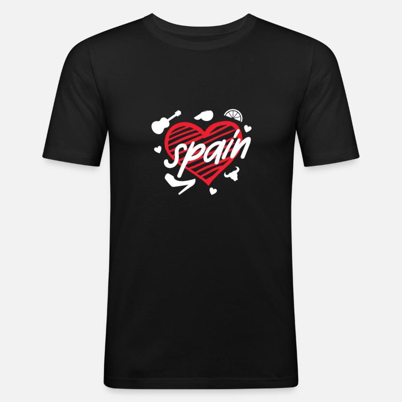 Spanien - Männer Slim Fit T-Shirt - Schwarz