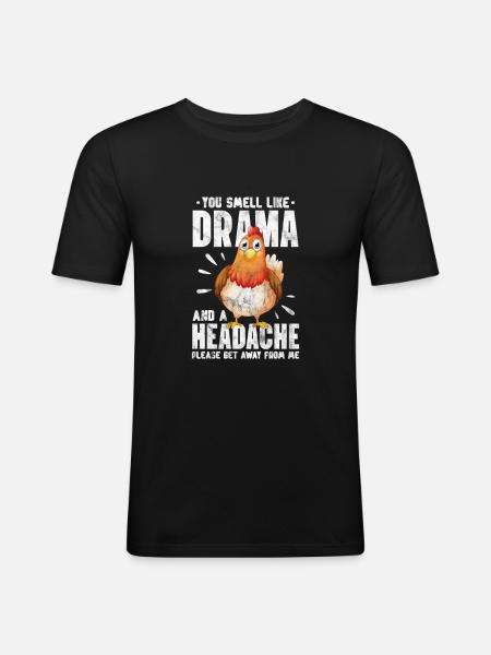 Huhn - Männer Slim Fit T-Shirt - Schwarz