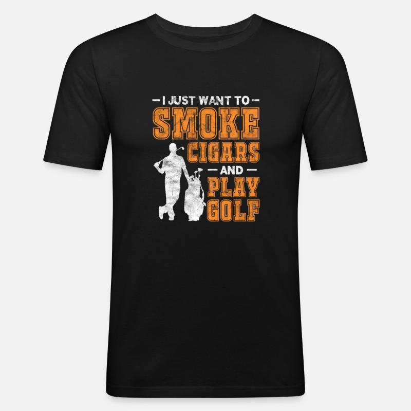 Zigarre Golf - Männer Slim Fit T-Shirt - Schwarz