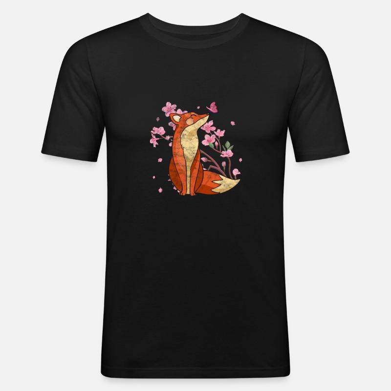 Fuchs - Männer Slim Fit T-Shirt - Schwarz
