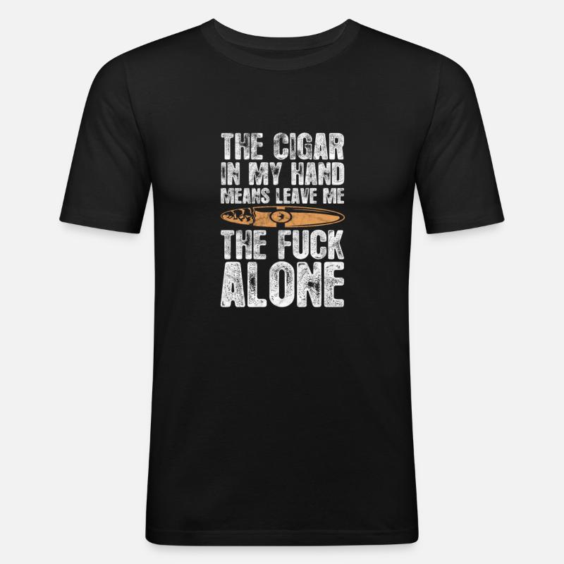 Zigarre - Männer Slim Fit T-Shirt - Schwarz