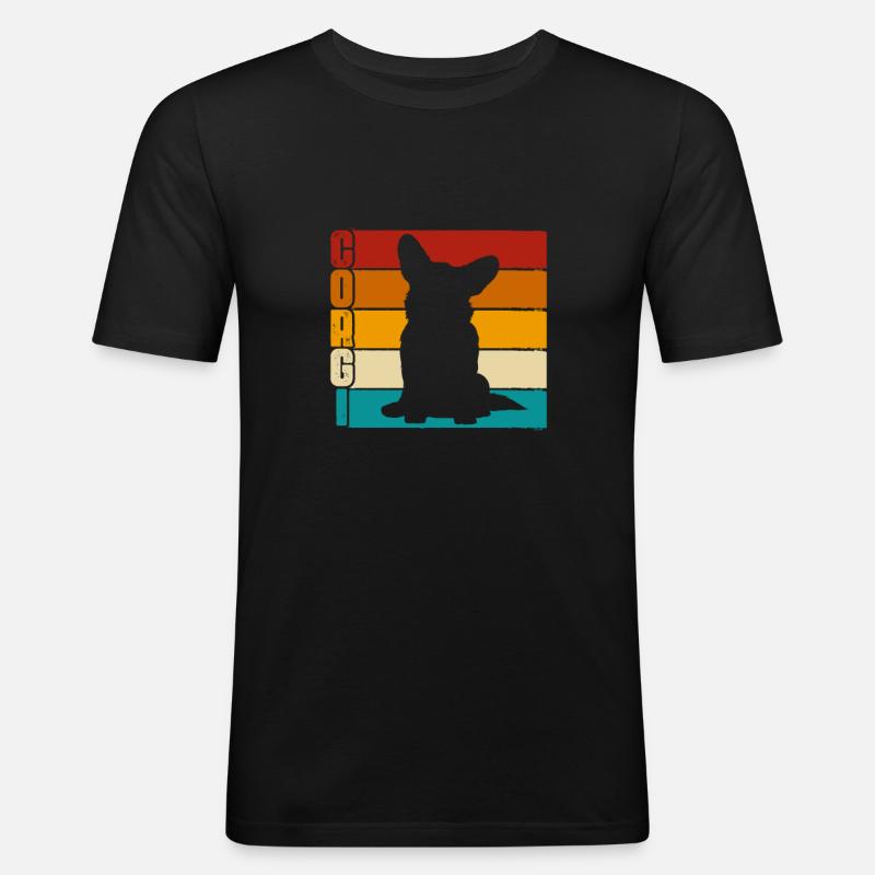 Corgi - Männer Slim Fit T-Shirt - Schwarz