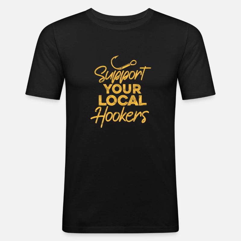 Angler - Männer Slim Fit T-Shirt - Schwarz