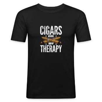 Zigarre - Männer Slim Fit T-Shirt - Schwarz - Vorne - Nik (191cm)