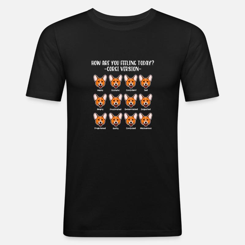 Corgi - Männer Slim Fit T-Shirt - Schwarz