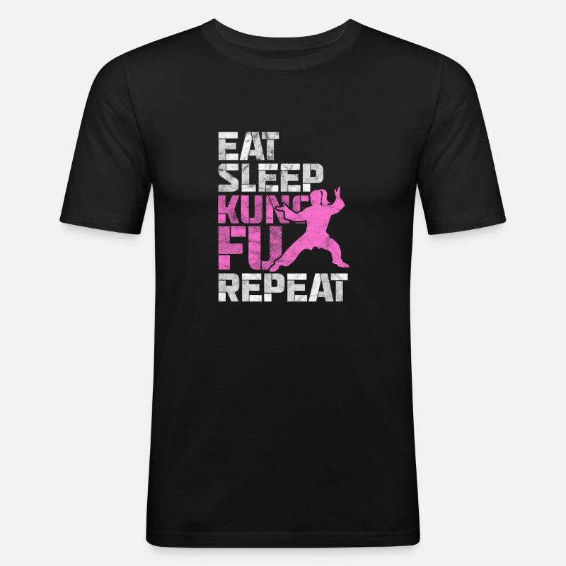 Kung Fu - Männer Slim Fit T-Shirt - Schwarz