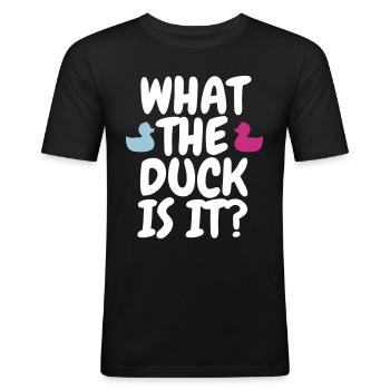 Gender Reveal Party - Männer Slim Fit T-Shirt - Schwarz - Vorne - Nik (191cm)