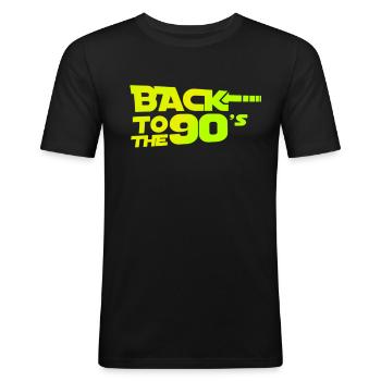 Tillbaka till 90-talet - Slim Fit T-shirt herr - svart - Fram - Nik (191cm)