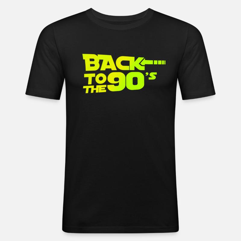 Back To The 90s - Männer Slim Fit T-Shirt - Schwarz