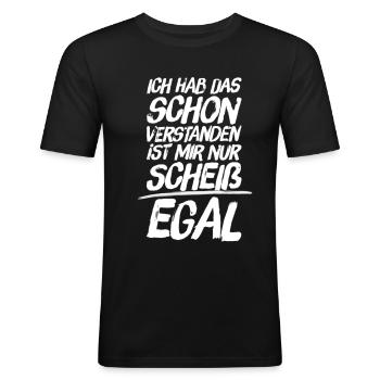 ich hab das schon verstanden - Männer Slim Fit T-Shirt - Schwarz - Vorne - Nik (191cm)