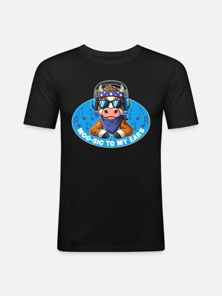 MOO-SIC TO MY EARS - Men's Slim Fit T-Shirt - black