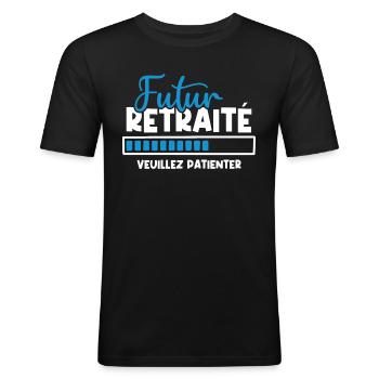 Futur retraité - T-shirt près du corps Homme - noir - Devant - Nik (191cm)