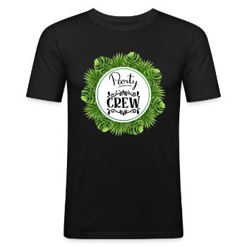 Party Crew mit Palmen Blätter with Palm Leaves - T-shirt près du corps Homme - noir - Devant - Nik (191cm)