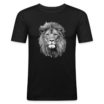 A portrait of the lion of the Lion Lion - Men's Slim Fit T-Shirt - black - Front - Nik (191cm)