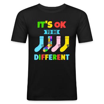 It's Ok to be Different with colorful Socks - Männer Slim Fit T-Shirt - Schwarz - Vorne - Nik (191cm)
