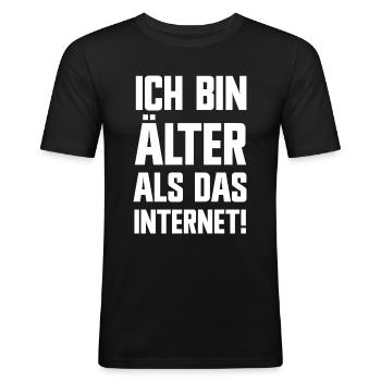 Ich bin älter als das Internet lustige Sprüche - Männer Slim Fit T-Shirt - Schwarz - Vorne - Nik (191cm)