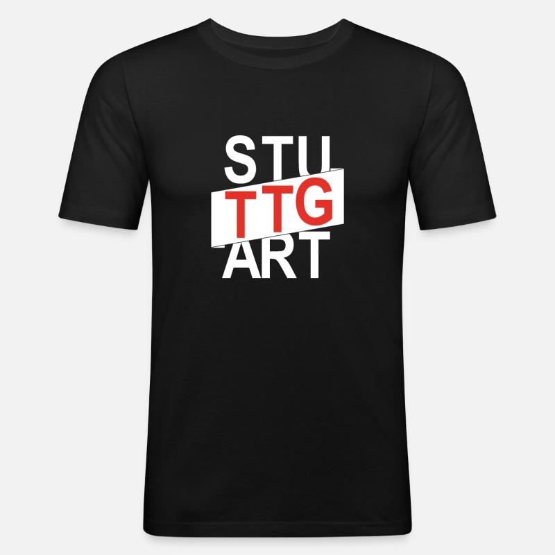 Stuttgart Stuttgarter - Männer Slim Fit T-Shirt - Schwarz