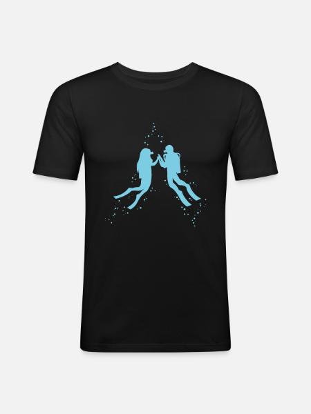 Scuba-Diving Paar - Männer Slim Fit T-Shirt - Schwarz