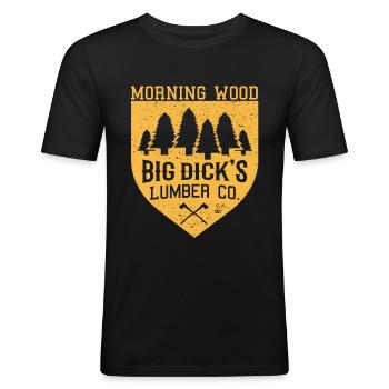 Morning Wood Big Dick's Lumberjack Humor - Men's Slim Fit T-Shirt - black - Front - Nik (191cm)