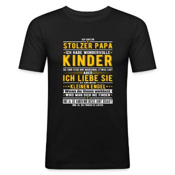 Stolzer Papa - Männer Slim Fit T-Shirt - Schwarz - Vorne - Nik (191cm)