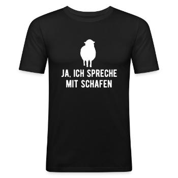 Ja, Ich Spreche Mit Schafen | Lustiges Schafhirte - Männer Slim Fit T-Shirt - Schwarz - Vorne - Nik (191cm)