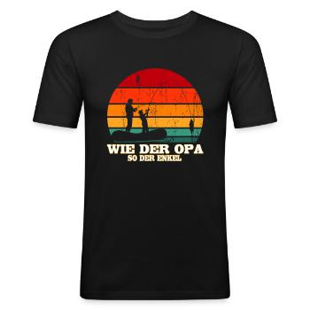 Wie Der Opa So Der Enkel - Männer Slim Fit T-Shirt - Schwarz - Vorne - Nik (191cm)