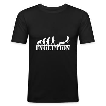 Slave Evolution Soumis BDSM Sale - T-shirt près du corps Homme - noir - Devant - Nik (191cm)