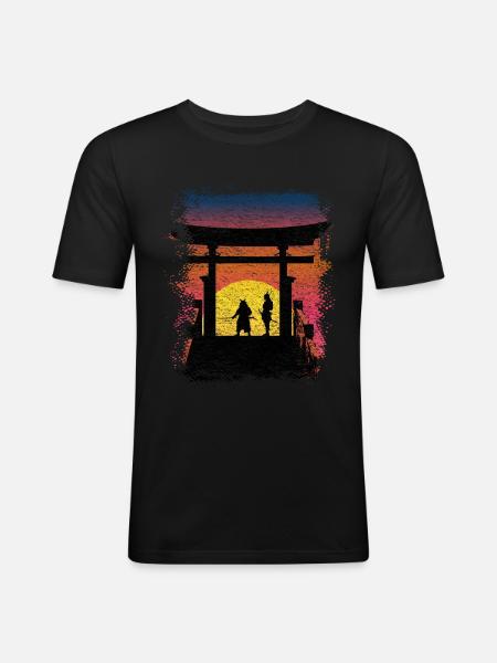 Samurai Japan Sunset - Men's Slim Fit T-Shirt - black