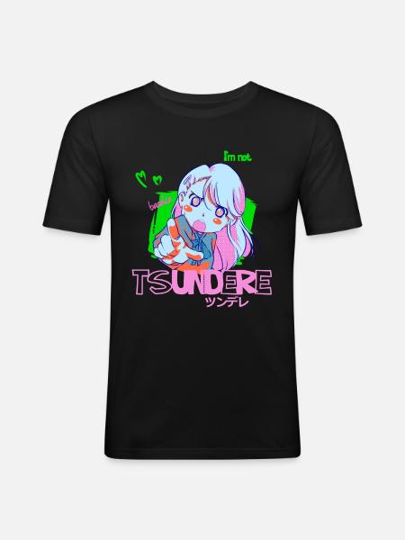 tsundere - T-shirt près du corps Homme - noir