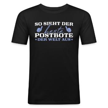 Zusteller Bester Postbote - Männer Slim Fit T-Shirt - Schwarz - Vorne - Nik (191cm)