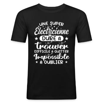 Une Super Electricienne - Cadeau électricienne - T-shirt près du corps Homme - noir - Devant - Nik (191cm)